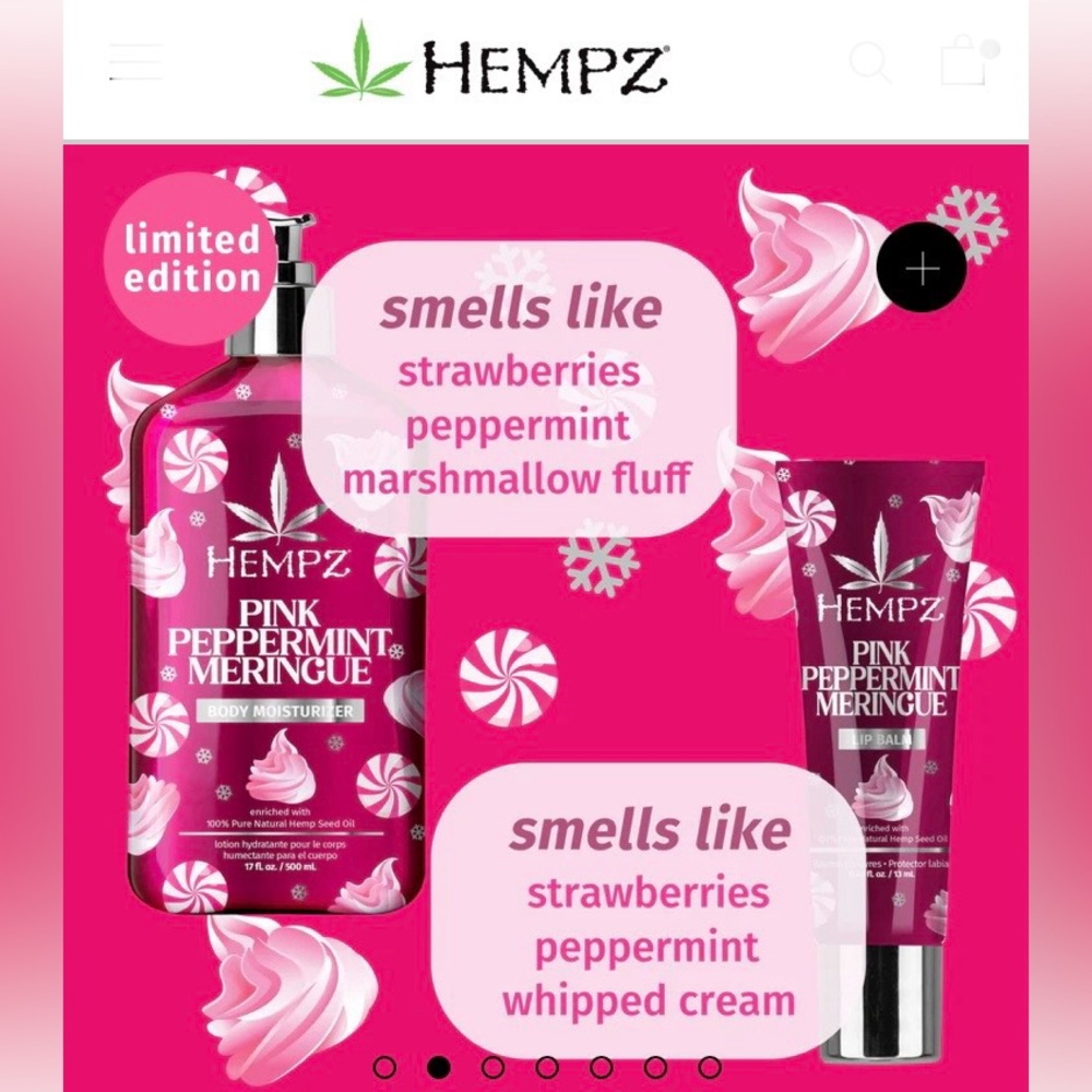 Hempz Festive Mint Hydration Gift Set - Pink Peppermint Meringue scent